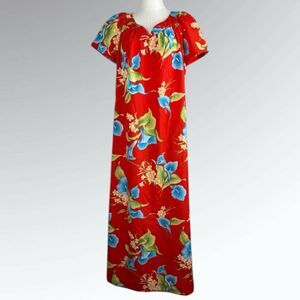 Hilo Hattie Red Hawaiian Maxi Dress – Size L Luau Ready